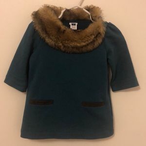 Janie & Jack 3/4 sleeve Faux Fur Collar Tunic
